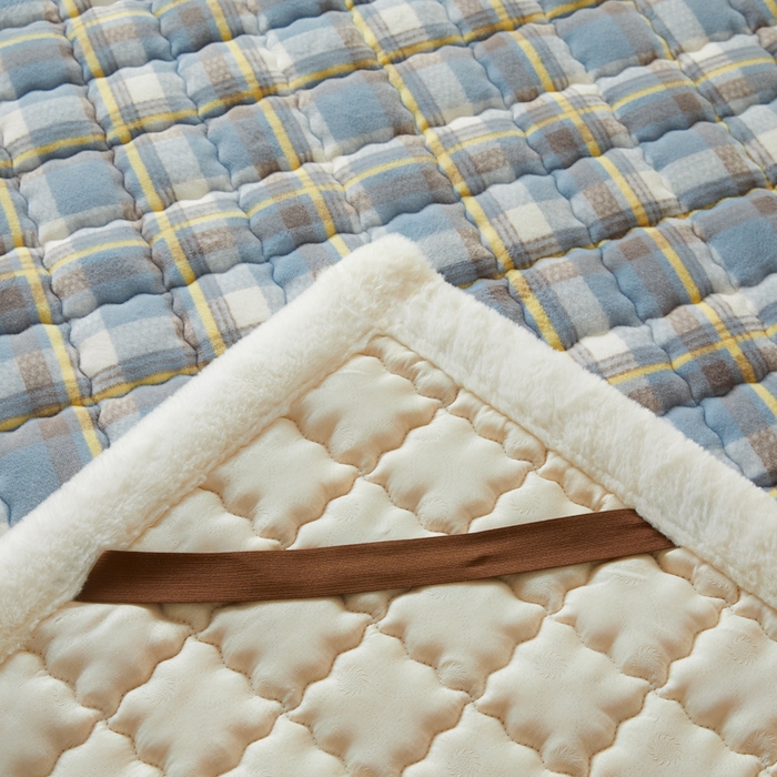 91家纺网 家纺一手货源 找家纺 鑫钰 2024秋冬新款加厚牛奶绒床垫床褥床护垫 暖格-简希蓝