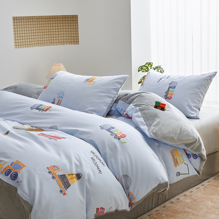 91家纺网 家纺一手货源 找家纺 怡家居 2024秋冬新品AB版加厚保暖全棉加绒四件套 工程车