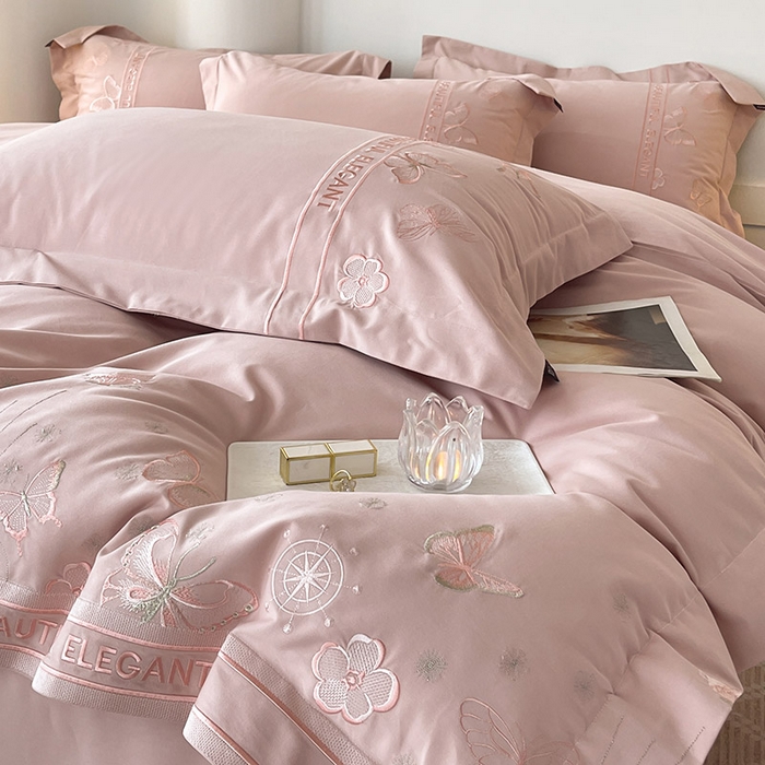 91家纺网 家纺一手货源 找家纺 （总）秋冬新品A类纯棉加厚磨毛四件套轻奢简约风蝴蝶床单被套床上用品