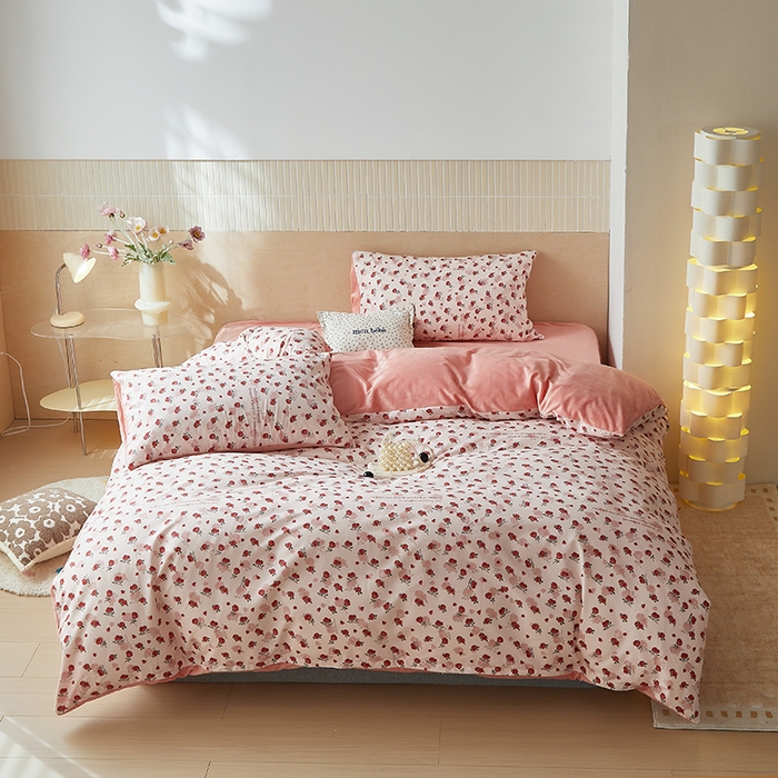 91家纺网 家纺一手货源 找家纺 怡家居 2024秋冬新品AB版加厚保暖全棉加绒四件套 妙语