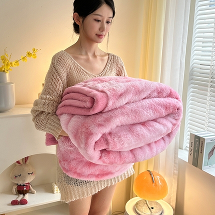 91家纺网 家纺一手货源 找家纺 芸锦豪 2024新款双面波斯绒罗马柱毛毯 炫彩粉