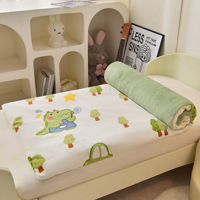 91家纺网 家纺一手货源 找家纺 宝贝优选 2024新款儿童牛奶绒可拆卸床垫床褥儿童床垫 闲逛恐龙