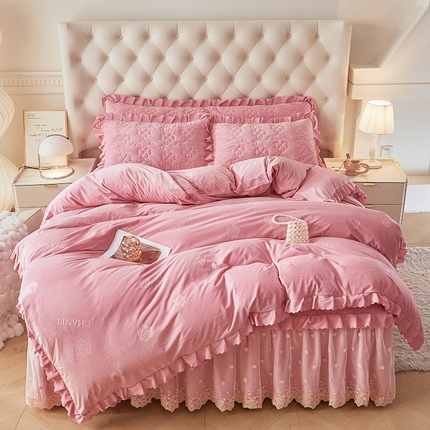 91家纺网 家纺一手货源 找家纺 （总）家之硕 2024新款宝宝绒高克重床裙四件套牛奶绒四件套