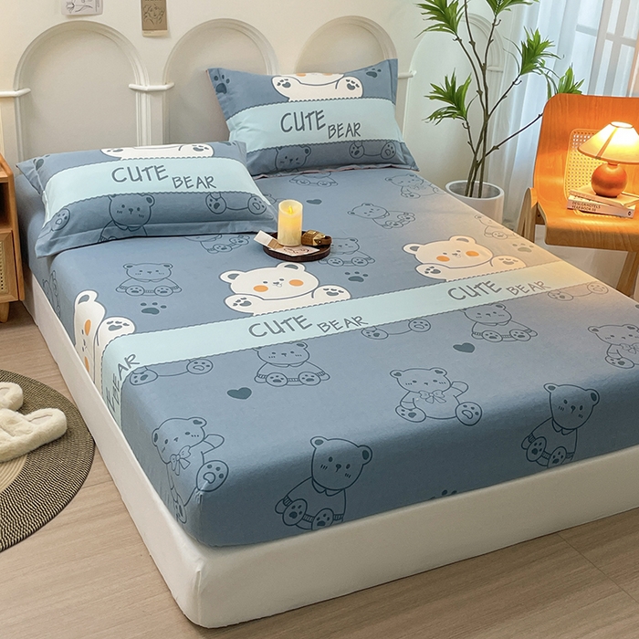 91家纺网 家纺一手货源 找家纺 丝芙妮家居（原乐视家纺） 2024新款全棉磨毛多规格AB版单品套件系列（第二波）--单床笠及三件套 可爱熊