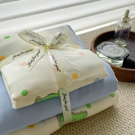 91家纺网 家纺一手货源 找家纺 （总）一比一家纺 2025新款全棉母婴级抗菌有氧全棉双层纱亲肤全棉小清新印花三件套四件套