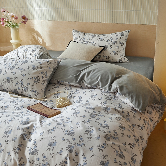 91家纺网 家纺一手货源 找家纺 怡家居 2024秋冬新品AB版加厚保暖全棉加绒四件套 春的约会