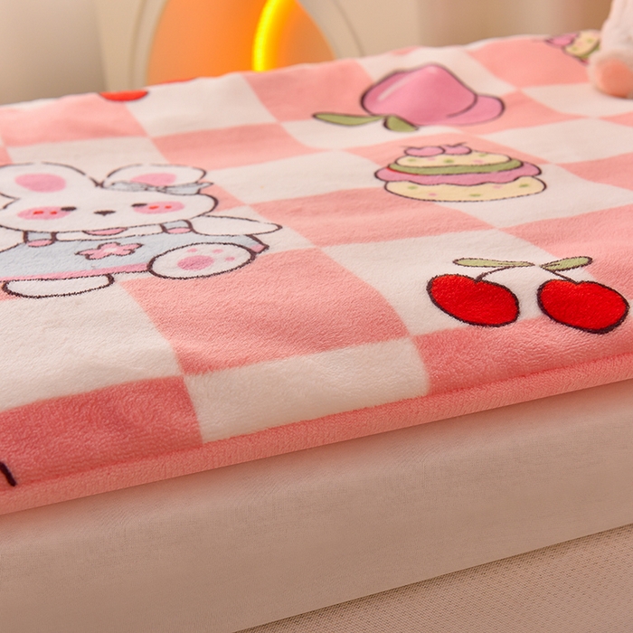 91家纺网 家纺一手货源 找家纺 宝贝优选 2024新款儿童牛奶绒可拆卸床垫床褥儿童床垫 公主小兔