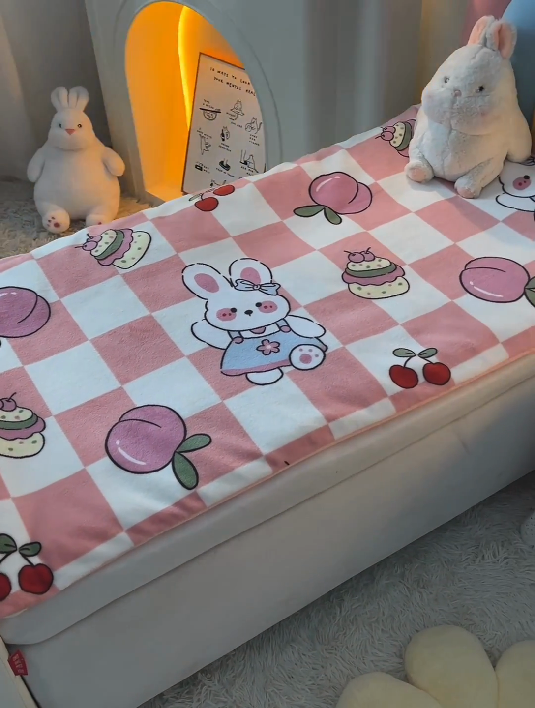 91家纺网 家纺一手货源 找家纺 宝贝优选 2024新款儿童牛奶绒可拆卸床垫床褥儿童床垫 公主小兔