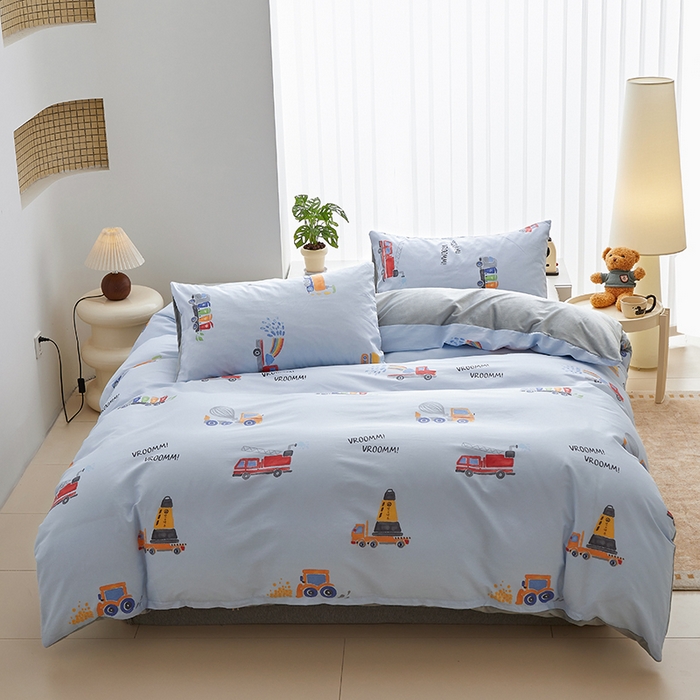 91家纺网 家纺一手货源 找家纺 怡家居 2024秋冬新品AB版加厚保暖全棉加绒四件套 工程车