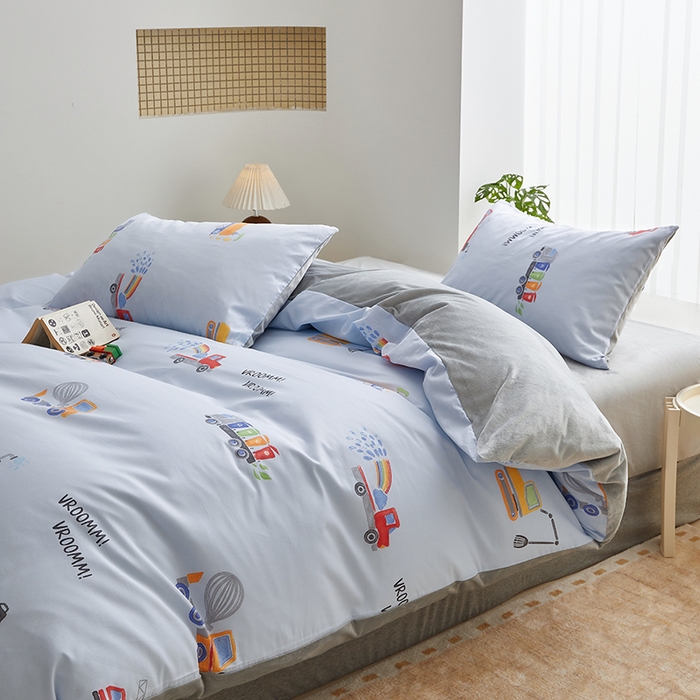 91家纺网 家纺一手货源 找家纺 怡家居 2024秋冬新品AB版加厚保暖全棉加绒四件套 工程车