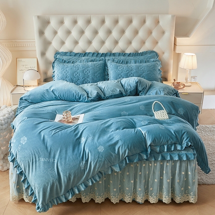 91家纺网 家纺一手货源 找家纺 （总）家之硕 2024新款宝宝绒高克重床裙四件套牛奶绒四件套