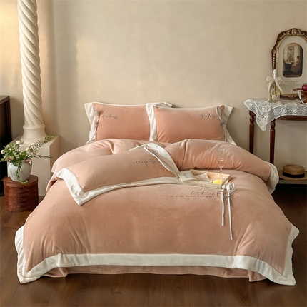 91家纺网 家纺一手货源 找家纺 （总）2024新款高克重牛奶绒四件套-辛西娅