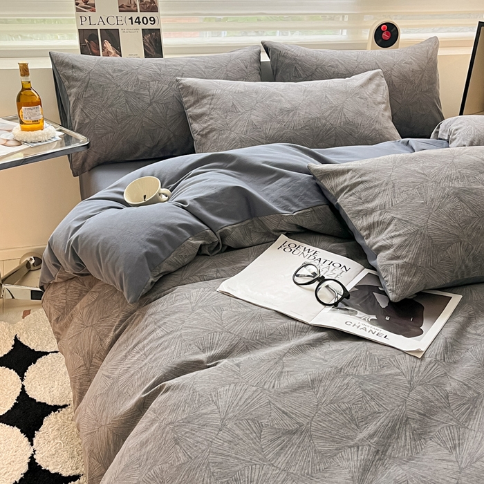 91家纺网 家纺一手货源 找家纺 吉象家纺 2024新款全棉磨毛印花四件套 云影风华