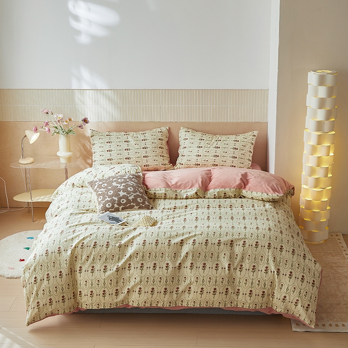 91家纺网 家纺一手货源 找家纺 怡家居 2024秋冬新品AB版加厚保暖全棉加绒四件套 浪漫花舞