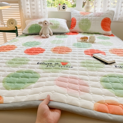 2024新款牛奶绒床垫保暖床褥子夹棉加厚印花床护垫大床图 炫彩