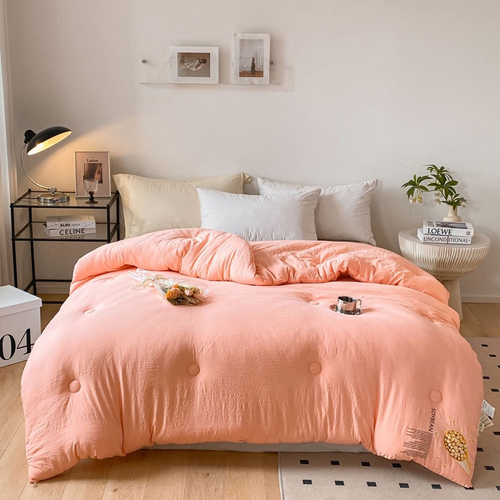 91家纺网 家纺一手货源 找家纺 2024新款勺子原棉大豆被子被芯玉色