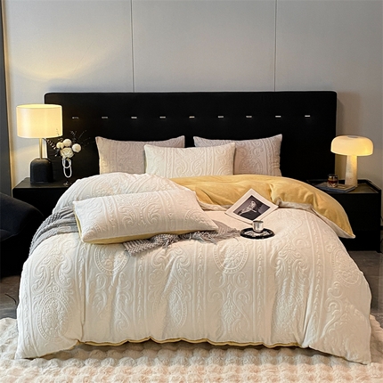 91家纺网 家纺一手货源 找家纺 （总）无界 2024新款B类烂花牛奶绒四件套-达琳