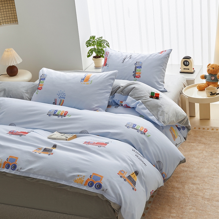 91家纺网 家纺一手货源 找家纺 怡家居 2024秋冬新品AB版加厚保暖全棉加绒四件套 工程车