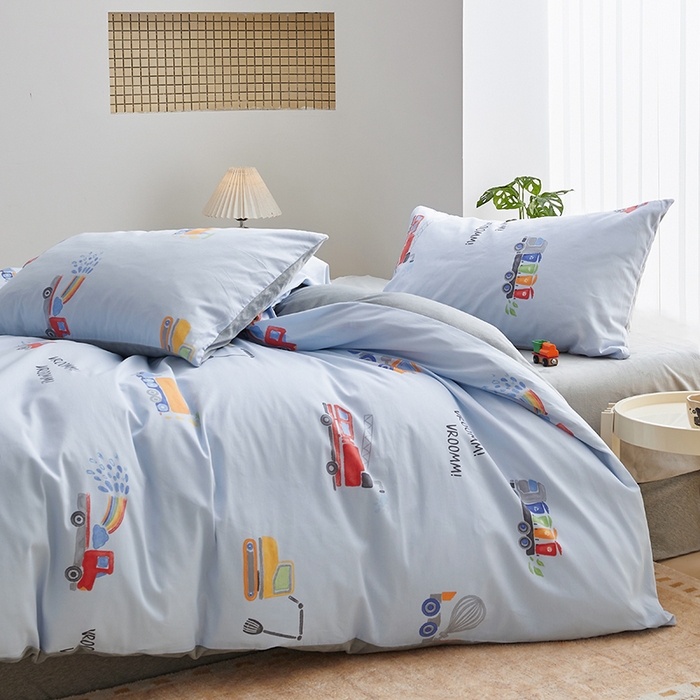 91家纺网 家纺一手货源 找家纺 怡家居 2024秋冬新品AB版加厚保暖全棉加绒四件套 工程车