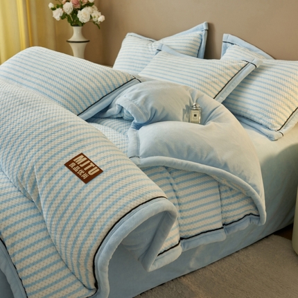 晨曦家纺 2024新款加厚贝贝绒牛奶绒无印风单被套（暖光） 贝贝绒-樱兰