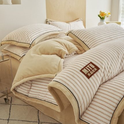 晨曦家纺 2024新款加厚贝贝绒牛奶绒无印风单被套（自然光） 贝贝绒-奶咖