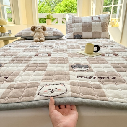2024新款牛奶绒床垫保暖床褥子夹棉加厚印花床护垫大床图 享受生活