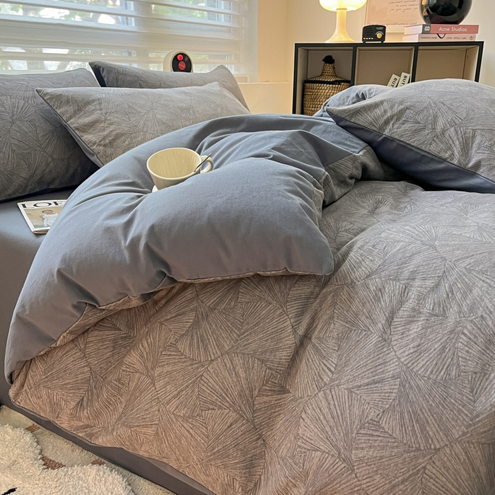 91家纺网 家纺一手货源 找家纺 吉象家纺 2024新款全棉磨毛印花四件套 云影风华