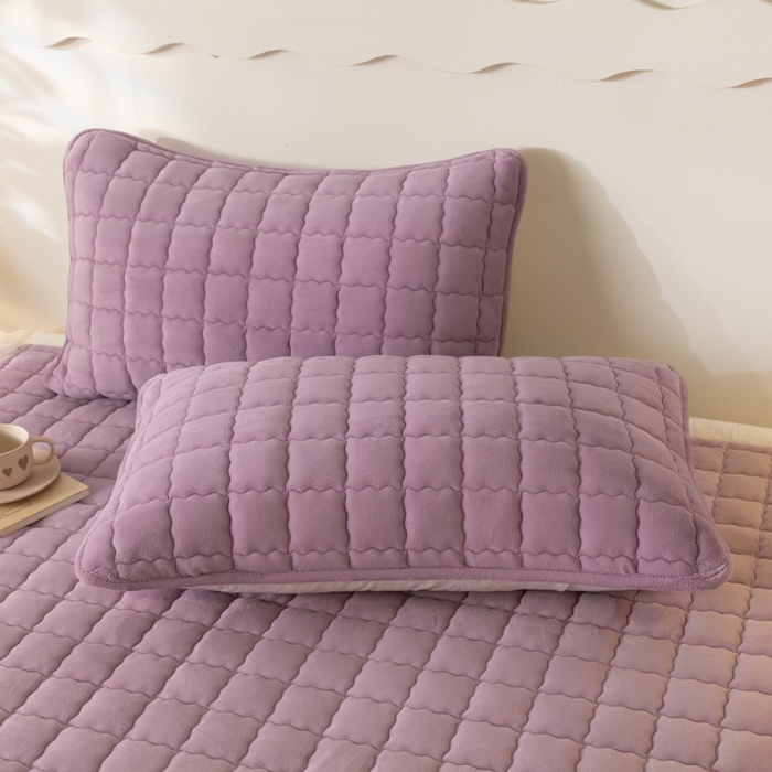 91家纺网 家纺一手货源 找家纺 鑫钰 2024秋冬新款加厚牛奶绒床垫床褥床护垫 暖格-紫色