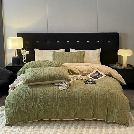 91家纺网 家纺一手货源 找家纺 （总）无界 2024新款B类烂花牛奶绒四件套-达琳