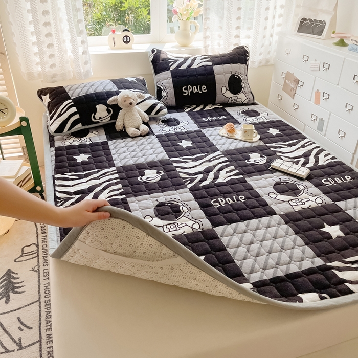 91家纺网 家纺一手货源 找家纺 2024新款牛奶绒床垫保暖床褥子夹棉加厚印花床护垫大床图 梦空间