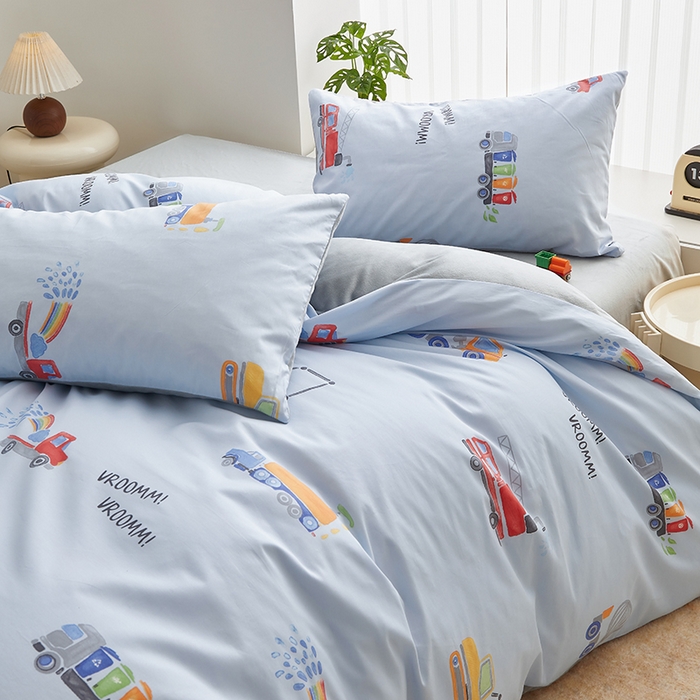 91家纺网 家纺一手货源 找家纺 怡家居 2024秋冬新品AB版加厚保暖全棉加绒四件套 工程车