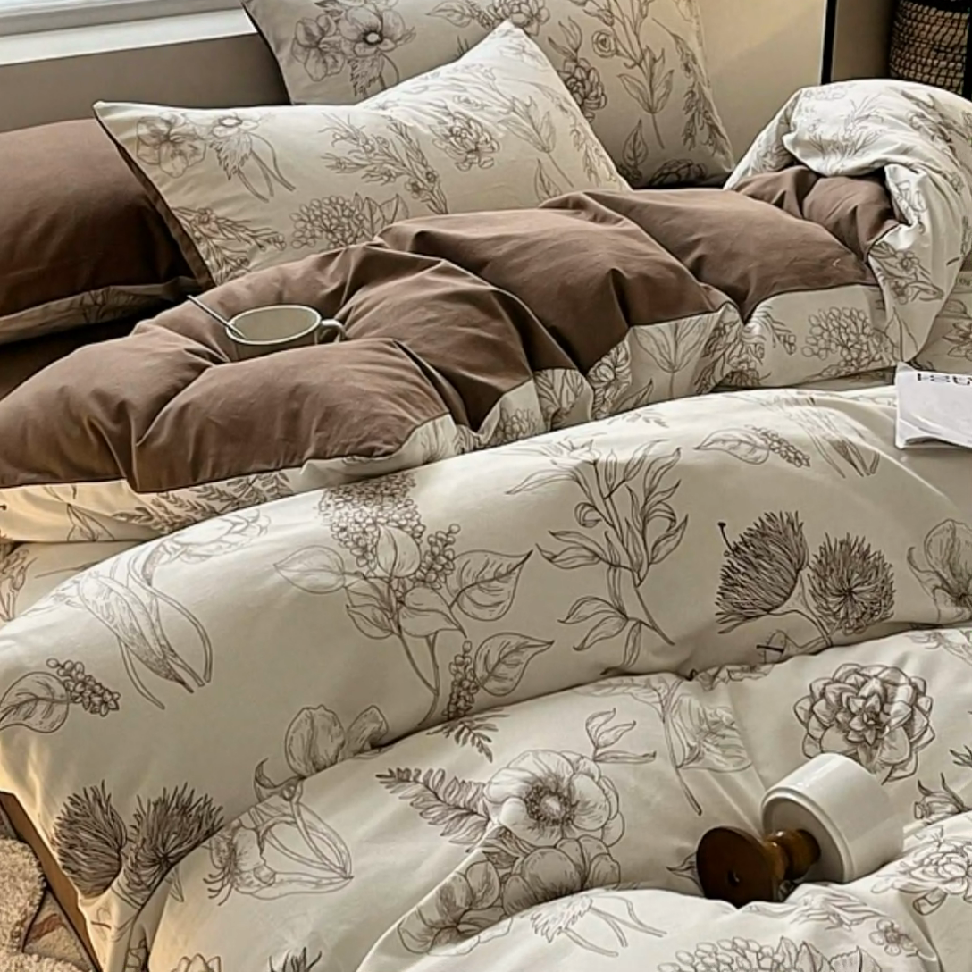 91家纺网 家纺一手货源 找家纺 吉象家纺 2024新款全棉磨毛印花四件套 芳草集