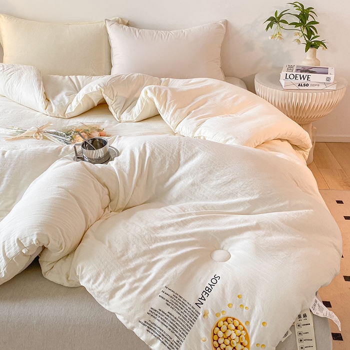 91家纺网 家纺一手货源 找家纺 2024新款勺子原棉大豆被子被芯白色