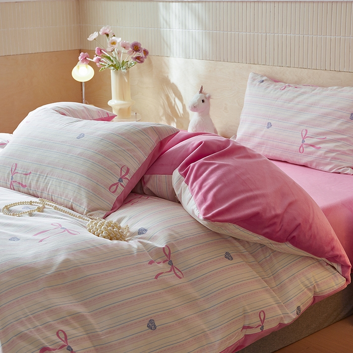 91家纺网 家纺一手货源 找家纺 怡家居 2024秋冬新品AB版加厚保暖全棉加绒四件套 甜心