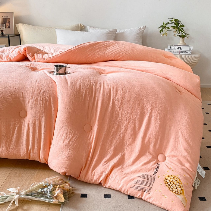 91家纺网 家纺一手货源 找家纺 2024新款勺子原棉大豆被子被芯玉色