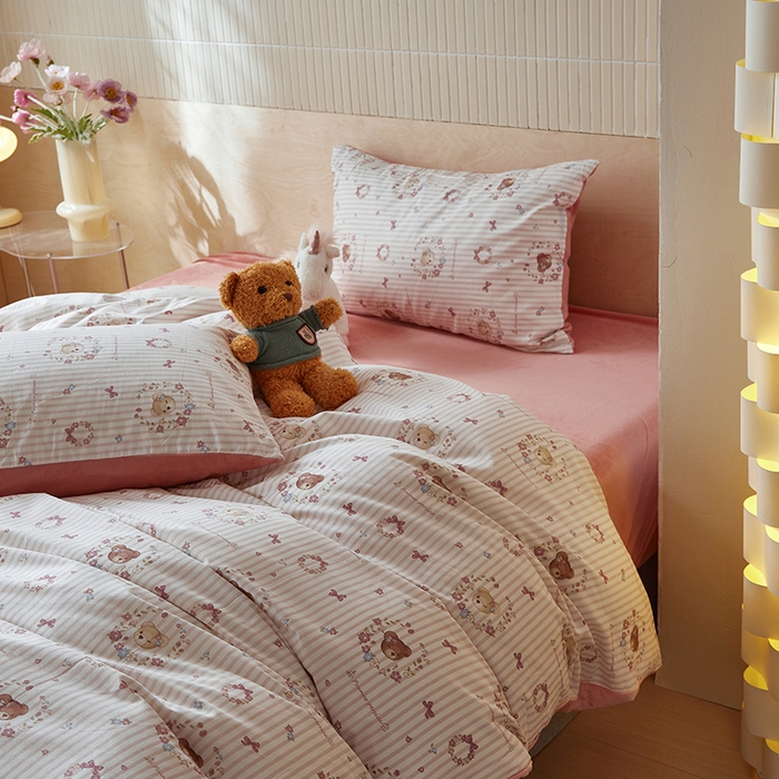 91家纺网 家纺一手货源 找家纺 怡家居 2024秋冬新品AB版加厚保暖全棉加绒四件套 小熊花花