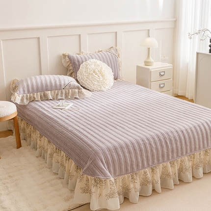 91家纺网 家纺一手货源 找家纺 （总）胜权家纺 2024新款小香风牛奶绒夹棉单品床盖-芭莎系列