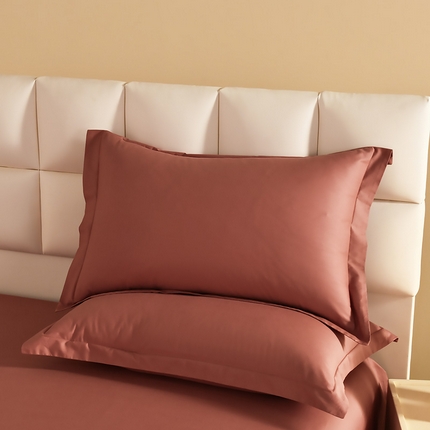 元元被芯 2025款纯色全丝光-全精梳高密纺-铂金A类全棉枕套 桔红