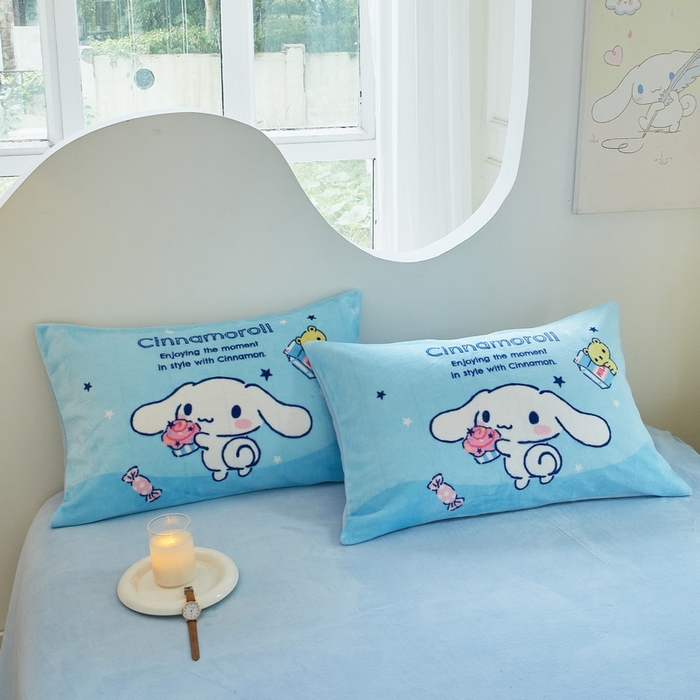 91家纺网 家纺一手货源 找家纺 蘭菲家纺 2024新款牛奶绒卡通三丽鸥四件套 小吃货