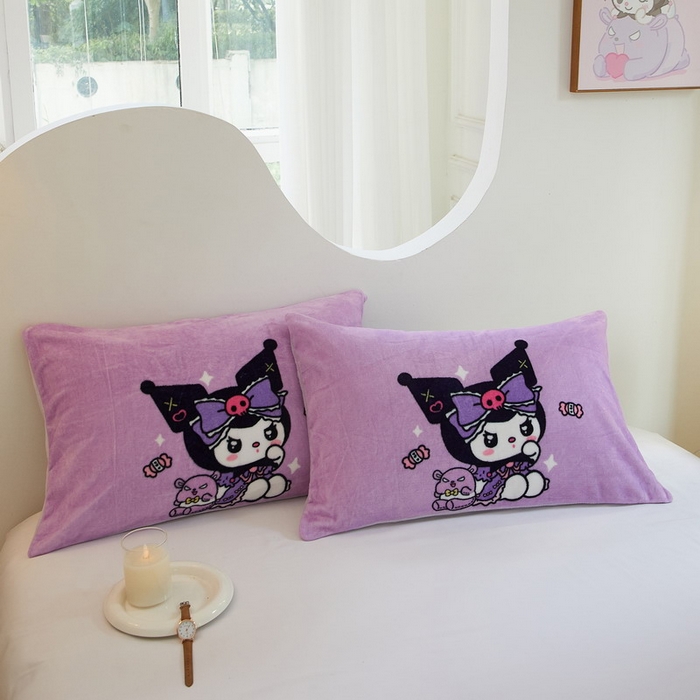 91家纺网 家纺一手货源 找家纺 蘭菲家纺 2024新款牛奶绒卡通三丽鸥单品枕套 绒小库