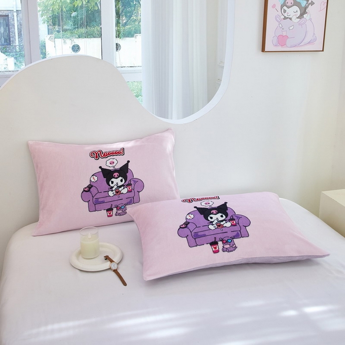 91家纺网 家纺一手货源 找家纺 蘭菲家纺 2024新款牛奶绒卡通三丽鸥单品枕套 星期天