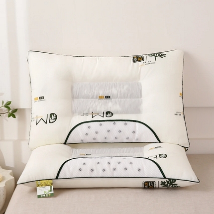 佳尚枕芯 2025新款艾草抗菌决明子磁疗定型护颈枕枕头枕芯 米白48x74cm/只 低枕