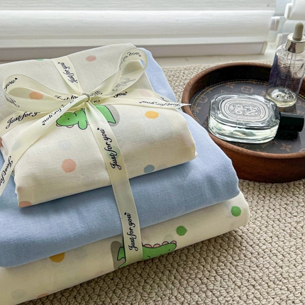 91家纺网 家纺一手货源 找家纺 （总）一比一家纺 2025新款全棉母婴级抗菌有氧全棉双层纱亲肤全棉小清新印花三件套四件套