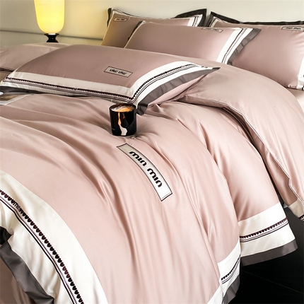 91家纺网 家纺一手货源 找家纺 （总）DC 2024新款60支B类全棉长绒棉刺绣四件套--心愿