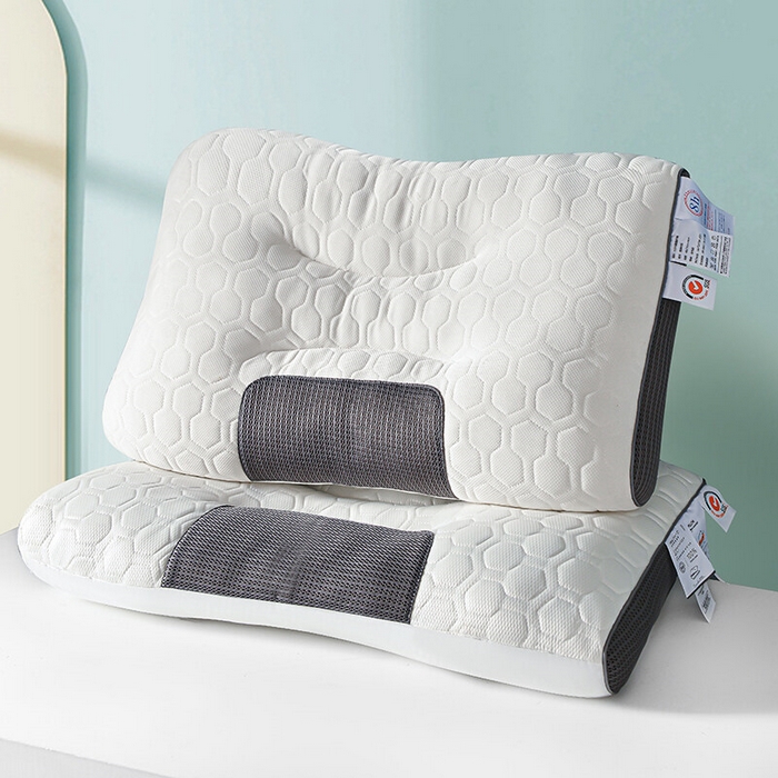 91家纺网 家纺一手货源 找家纺 佳尚枕芯 2025新款大豆乳胶+针织棉spa枕 单人枕芯 枕头 护颈枕 SPA按摩功能灰色低枕48x74cm /只