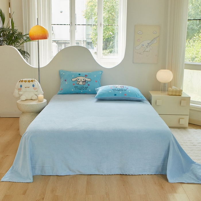 91家纺网 家纺一手货源 找家纺 蘭菲家纺 2024新款牛奶绒卡通三丽鸥四件套 奶茶