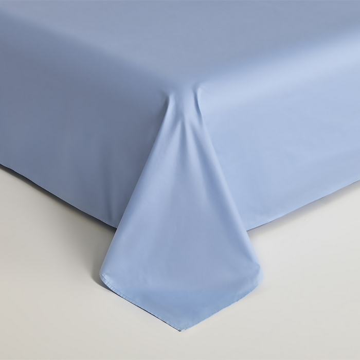 91家纺网 家纺一手货源 找家纺 元元被芯 2025款纯色全丝光-全精梳高密纺-铂金A类全棉单床单 雾蓝