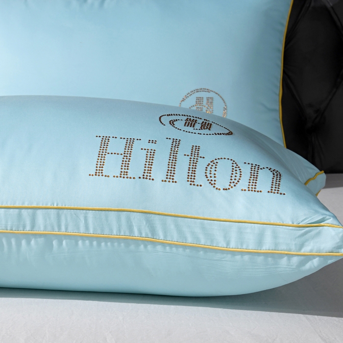 91家纺网 家纺一手货源 找家纺 佳尚枕芯 2025新款烫钻酒店枕舒适柔软枕头枕芯 天蓝色-高枕