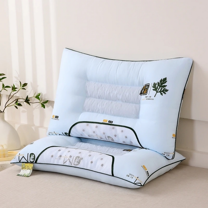 91家纺网 家纺一手货源 找家纺 佳尚枕芯 2025新款艾草抗菌决明子磁疗定型护颈枕枕头枕芯 淡绿48x74cm/只 中枕