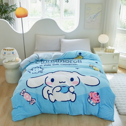 蘭菲家纺 2024新款牛奶绒卡通三丽鸥单品被套 小吃货